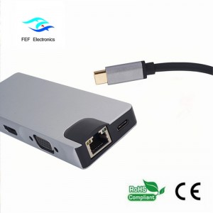 USB type c/HDMI Female +VGA Female +2*USB3.0 Female +SD+TF+PD Metal Case