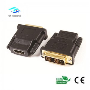 DVI(24+1)  male to HDMI female adaptor gold/nickel plated  Code: FEF-HD-003