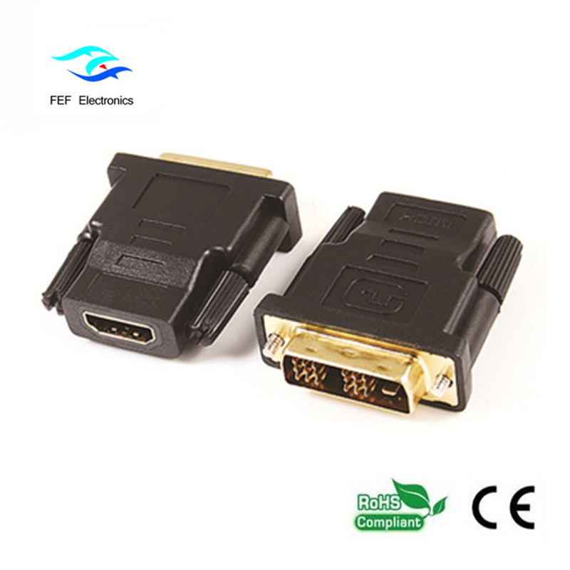 DVI(24+1)  male to HDMI female adaptor gold/nickel plated  Code: FEF-HD-003