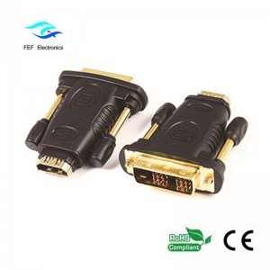 DVI(24+1) male to HDMI female adaptor gold/nickel  Code: FEF-HD-005