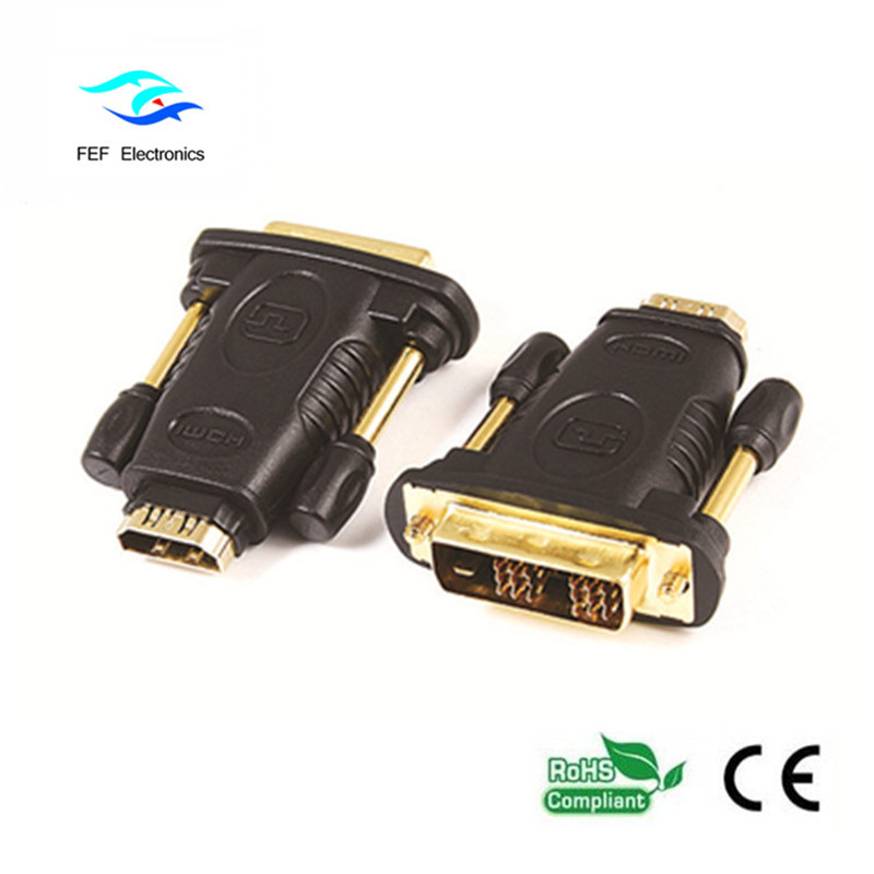 DVI(24+1) male to HDMI female adaptor gold/nickel  Code: FEF-HD-005